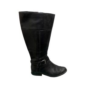 Anne Klein Black Leather Riding Cailin Boots Size 10M